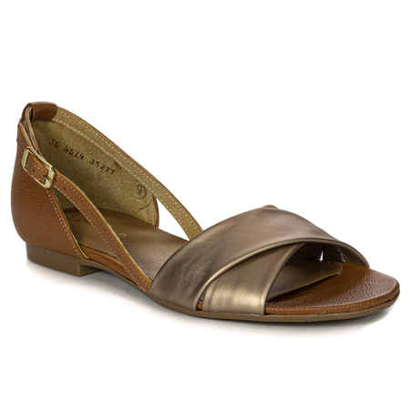 Maciejka Leather Flat Sandals With Closed Heel Rust + Dark Gold 04614-29/00-5