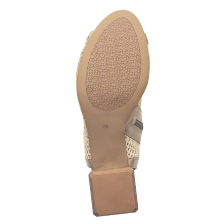 Maciejka skórzane ażurowe sandały na słupku złote 06899-25/00-0