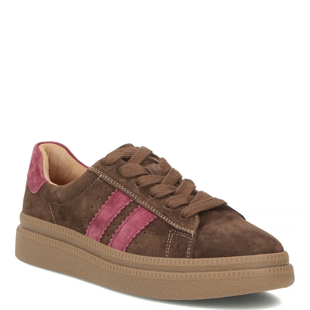 Filippo DP7981-26-D-BR Suede Sneakers in Chocolate Brown with a Vibrant Accent