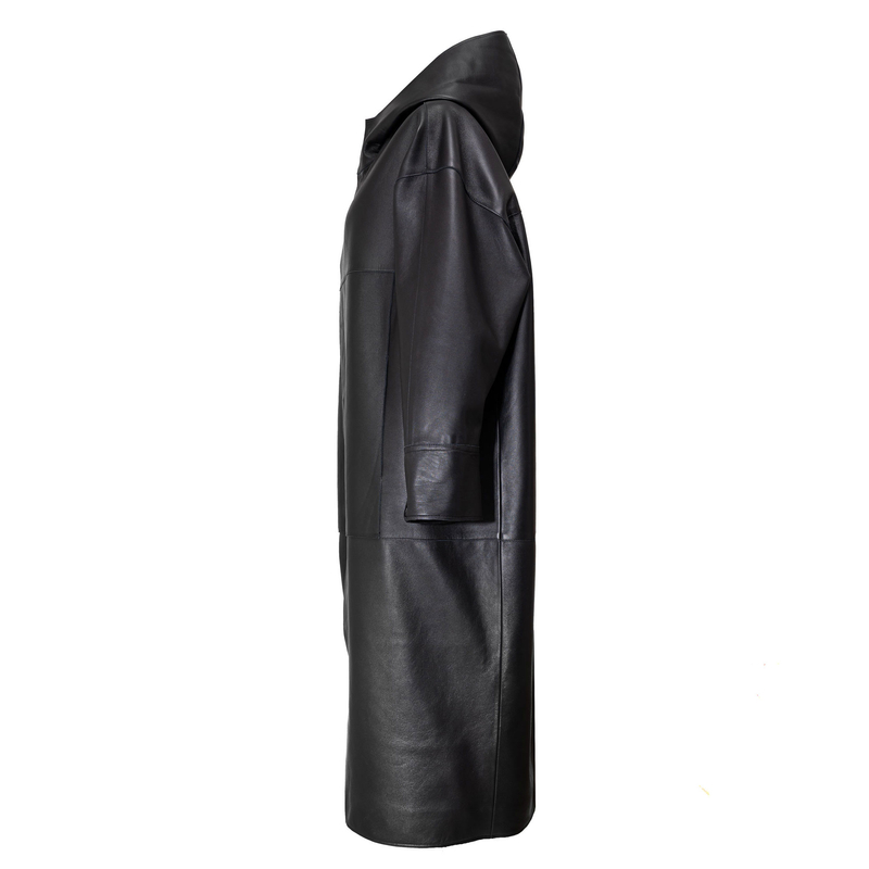 Opra Women's leather Rim Black Coat