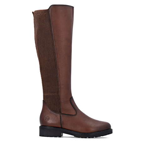Rieker Women’s Leather Knee-High Boots Elastic Panel Brown R6594-24