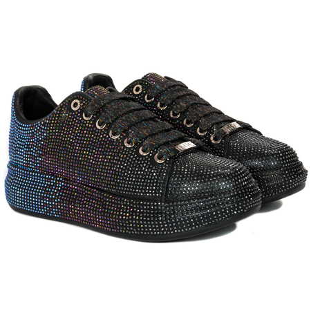 GOE Sneakersy półbuty damskie cyrkonie Black Czarne