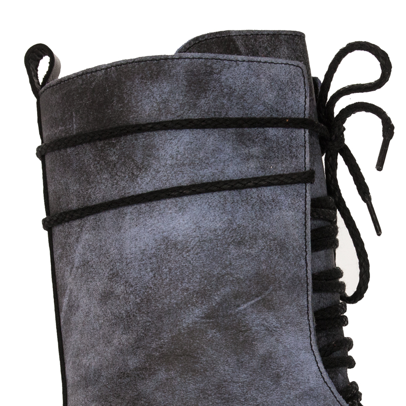 Maciejka Leather Insulated Lace-Up Platform Combat Boots Blue 05693-06/00-3