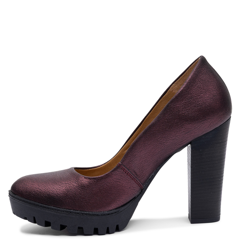  Maciejka Women's Burgundy Leather Pumps Block Heel 2629W-13/00-1