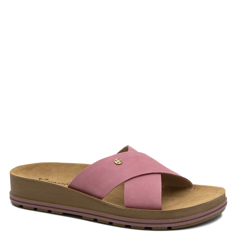 Maciejka Leather Comfort Platform Slides 3.5 cm Pink P7504-15/00-0