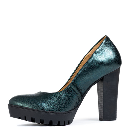 Maciejka Patent Leather Platform Pumps Metallic Green 2629W-03-00-1