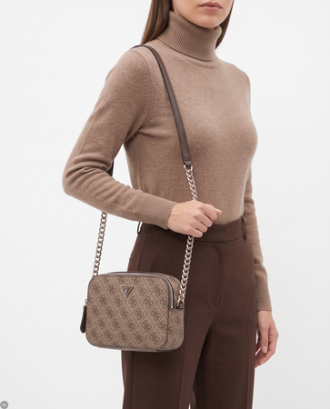 Guess Elegant Stylish Women's Crossbody Bag with Logo Beige HWBG9672140-LATTE