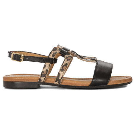 Maciejka Women's Leather Sandals Black Leopard