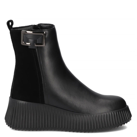 Filippo Leather Insulated Ankle Boots On Platform Black DBT7268-25-BK