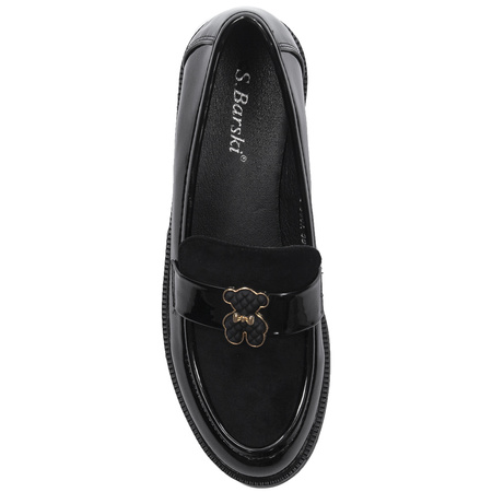 S.Barski Mokasyny damskie Black Patent czarne lakierowane