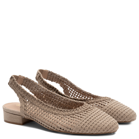Sokolski Półbuty Ażurowe z Odkrytą Piętą Beżowe SR-L26-147-BEIGE