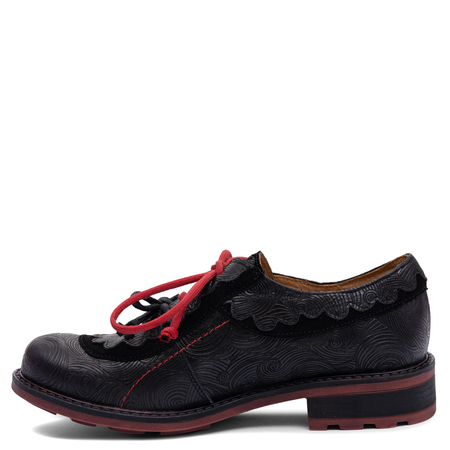 Maciejka Women's Leather Low Shoes Black Red 07600-08/00-1