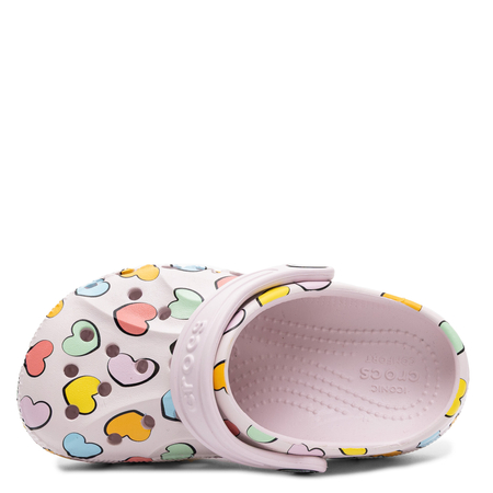 Crocs Classic Heart Print Clog Klapki Sandały Dziecięce Dziewczęce Różowe 209729-6PI