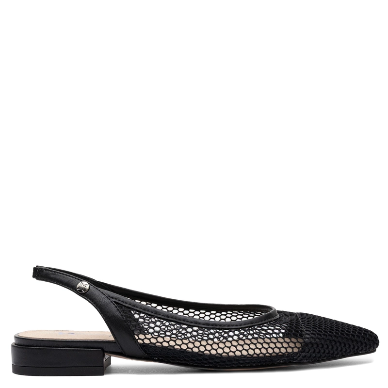 Maciejka Ażurowe Czółenka Slingback na Płaskim Obcasie Czarny K7525-01/00-1