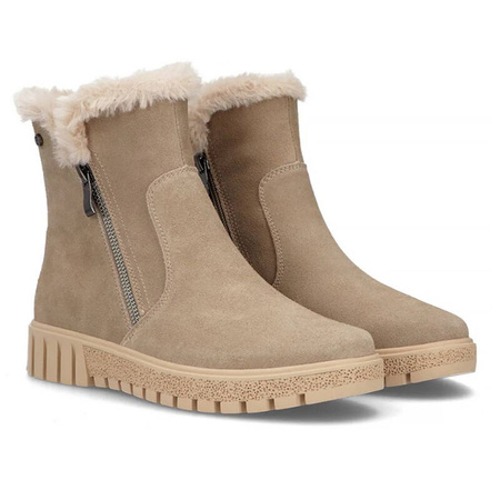 Filippo Beige Suede Leather Ankle Boots for Women