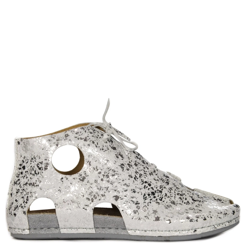 Maciejka Unique Cut-Out Leather Shoes Peep-Toe Silver 3426S-35/00-6