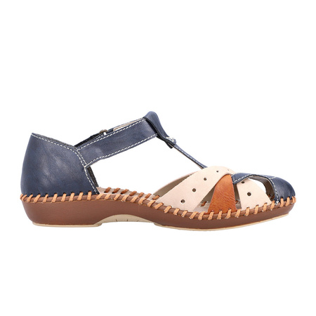 Rieker Women's Dark Blue and Beige Sandals