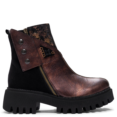 Maciejka Avant-Garde Ankle Boots Platform Double-Zip Metallic Bronze 06140-02/00-8