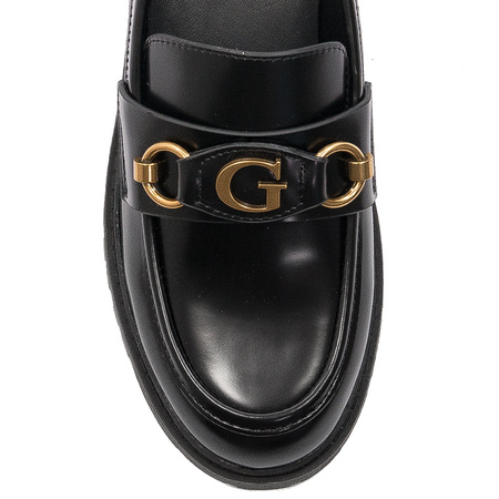 Guess półbuty damskie mokasyny skórzane Black