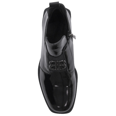 Filippo Leather Patent Ankle Boots For Women Flat Heel Black DBT4763/25BK