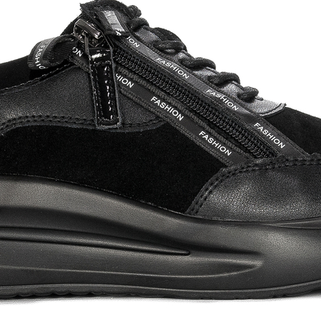 T.Sokolski Półbuty damskie sneakersy skórzane Black czarne