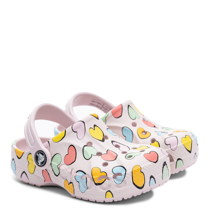 Crocs Classic Heart Print Clog Kids Clogs Sandals Lightweight Pink 209729-6PI