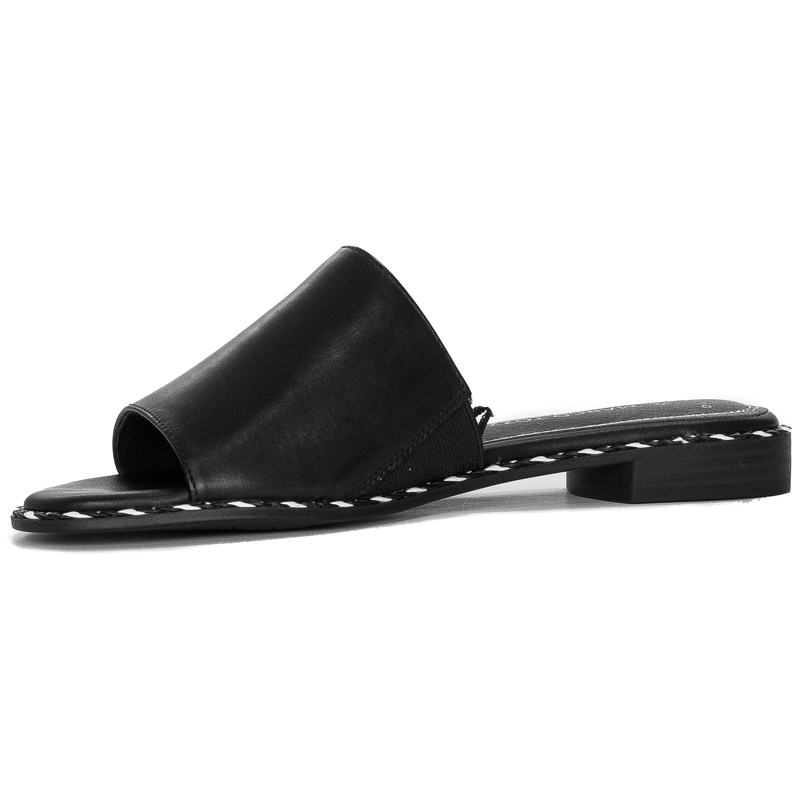 Marco Tozzi Women's flat black leather slippers