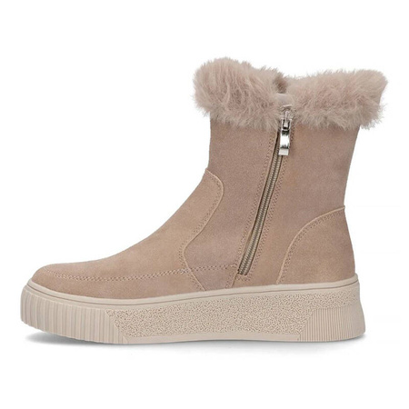 Filippo Beige Leather Ankle Boots for Women