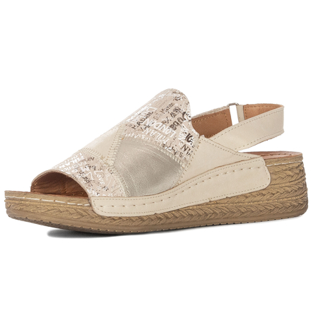 Maciejka Leather Elegant Patchwork Sandals Comfortable Beige L7067-04/00-