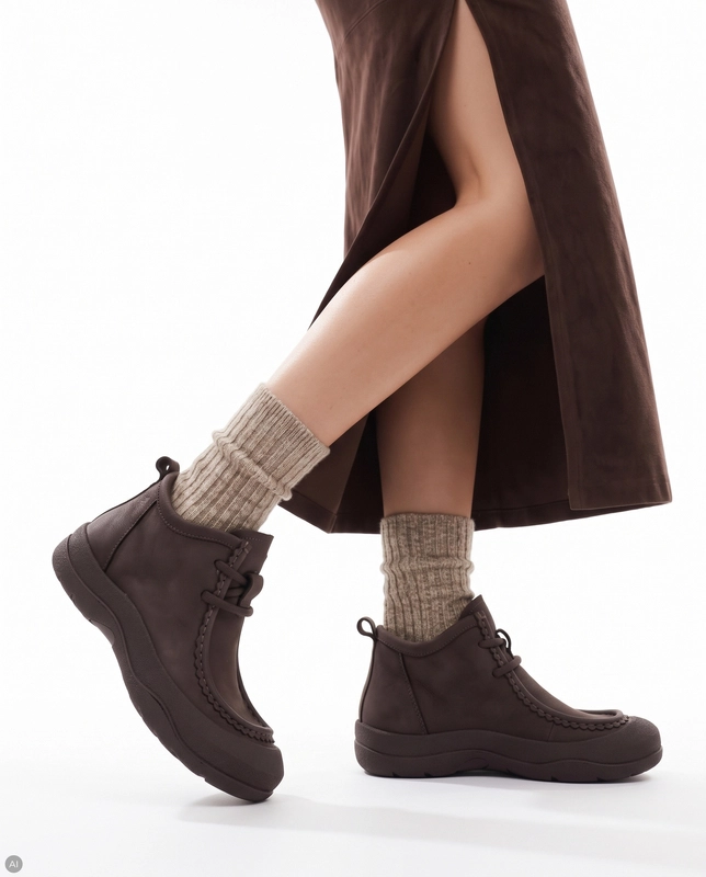 Filippo Comfortable Brown Leather Flat-Heeled Ankle Shoes DBT8212-26-GR