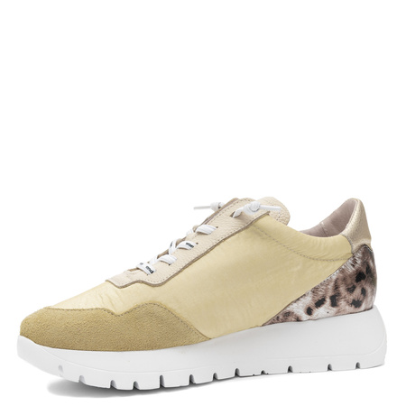 Wonders Sneakersy Damskie na Platformie Półbuty Beżowo-Złoto Panterkowe A-24100-VANILA-PL