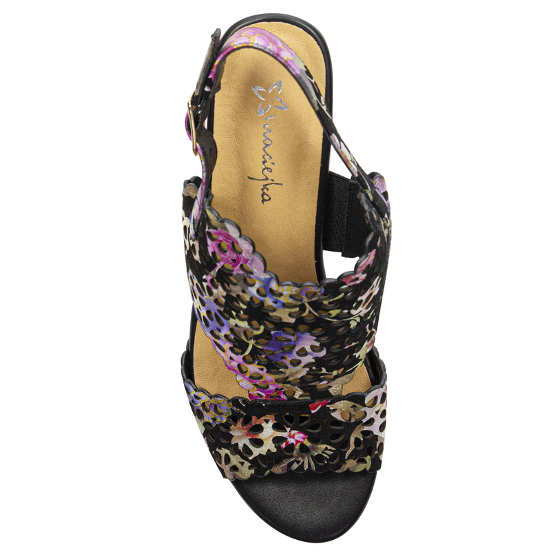 Maciejka N6518-01/00-1 Black + Flowers Sandals