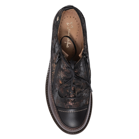 Maciejka Dual-Zip Leather Lace-Up Shoes Textured Brown 07056-02-00-1