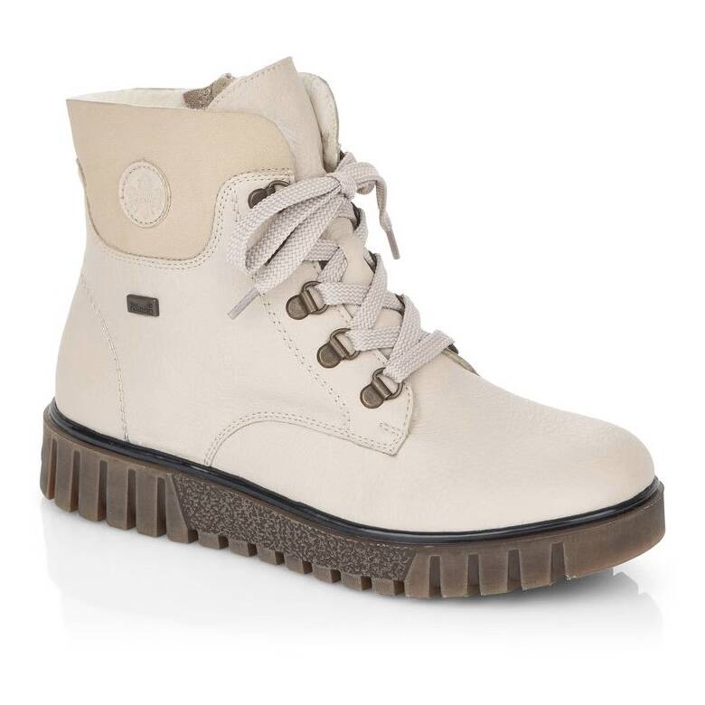 Rieker Insulated Lace-Up Women's Ankle Boots on Platform Beige Y3433-60-BE