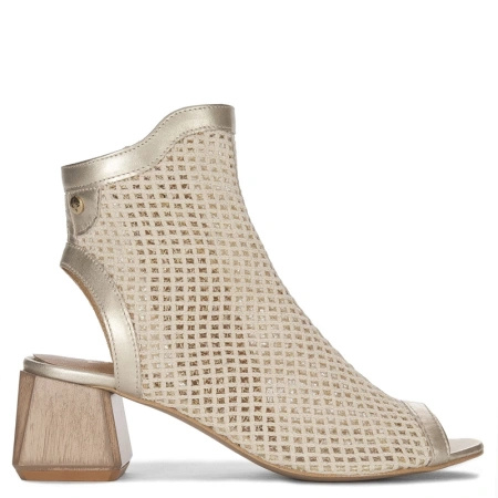 Maciejka leather cutout block-heel sandals gold 06899-25/00-0