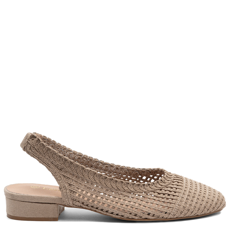 Sokolski Ajouré Slingback Pointed-Toe Flats Beige SR-L26-147-BEIGE