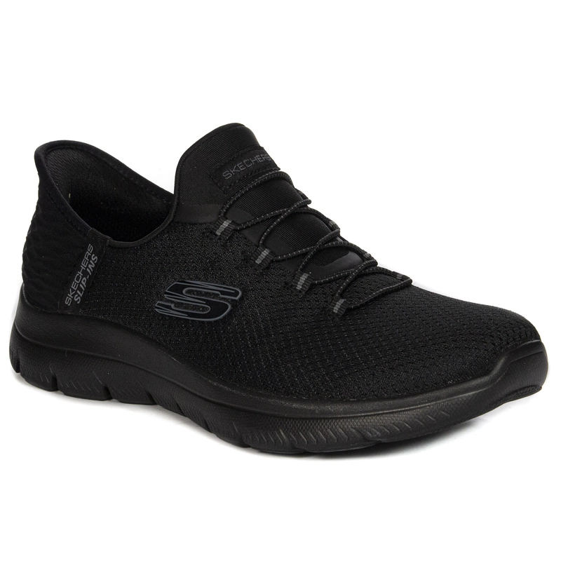 Skechers Sneakersy damskie Slips-Ins Black wsuwane czarne