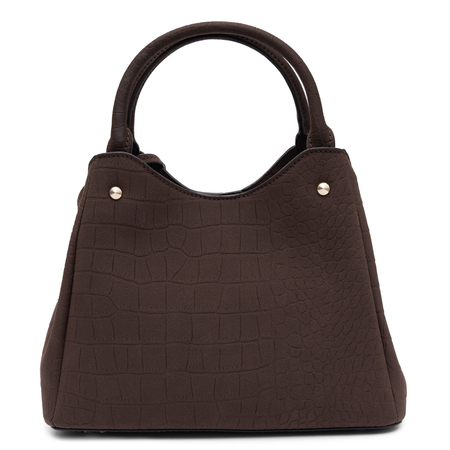 Guess Elegancka Torebka Damska Kuferek Z Fakturą Krokodyla Ciemnobrązowa CG230622-ESPRESSO