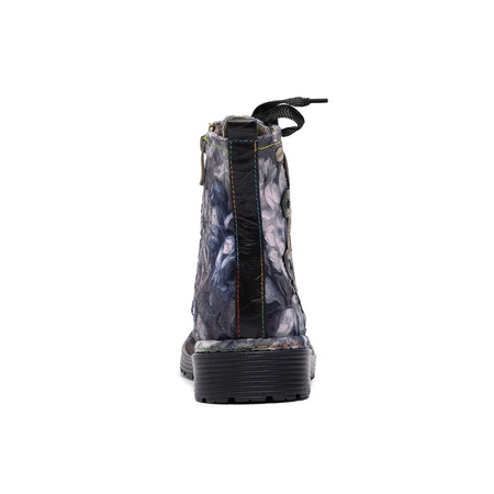 Laura Vita Skórzane Trzewiki Damskie Kwiatowy Wzór z Zamkiem i Sznurowaniem Wielokolorowe INCASO-024-CHAR