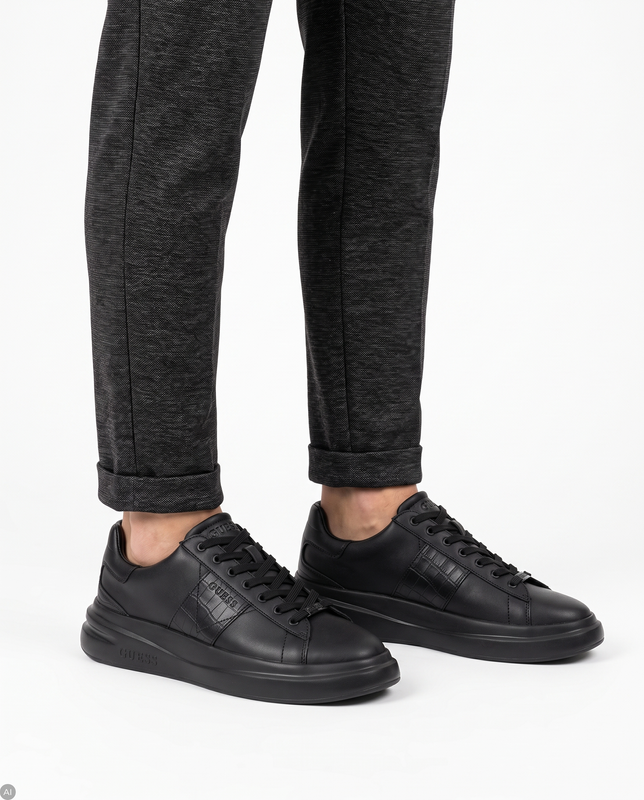 Guess Sneakersy Męskie Czarne FMFEAL-LEP12-BLK