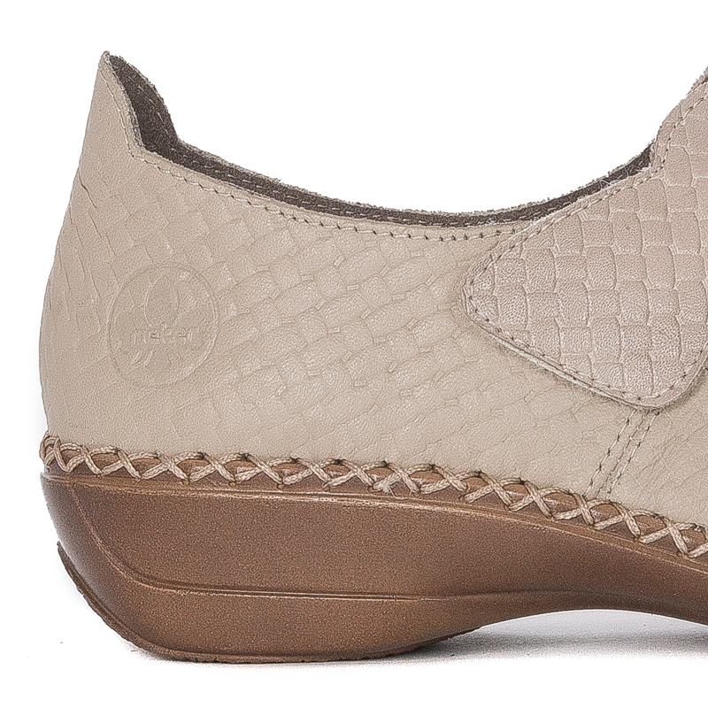 Rieker Półbuty damskie skórzane na rzep Beige beż