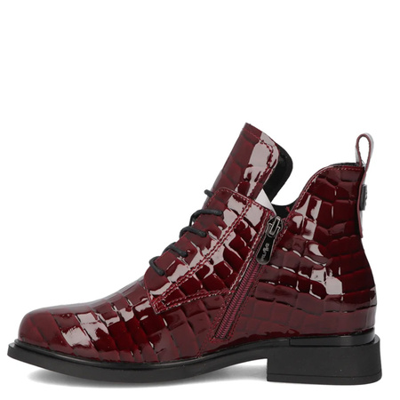 Filippo Patent Leather Croc-Embossed Ankle Boots Side-Zip Bordeaux DBT723925BG