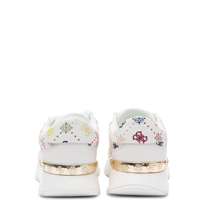 Guess Women’s Platform Sneakers 4G Monogram White With Metallic Heel Detail FLPVN4-FAL12-WHMU