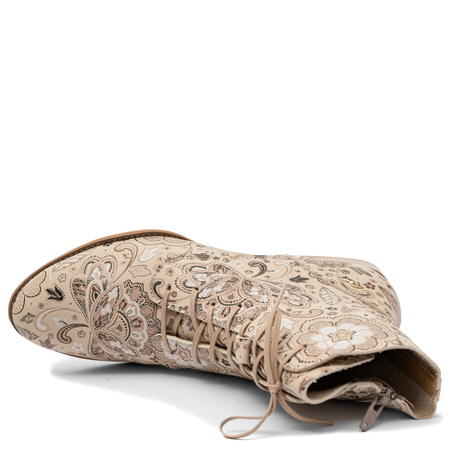 Maciejka Floral Pattern Leather Ankle Boots Floral Beige 6391W-03/00-1