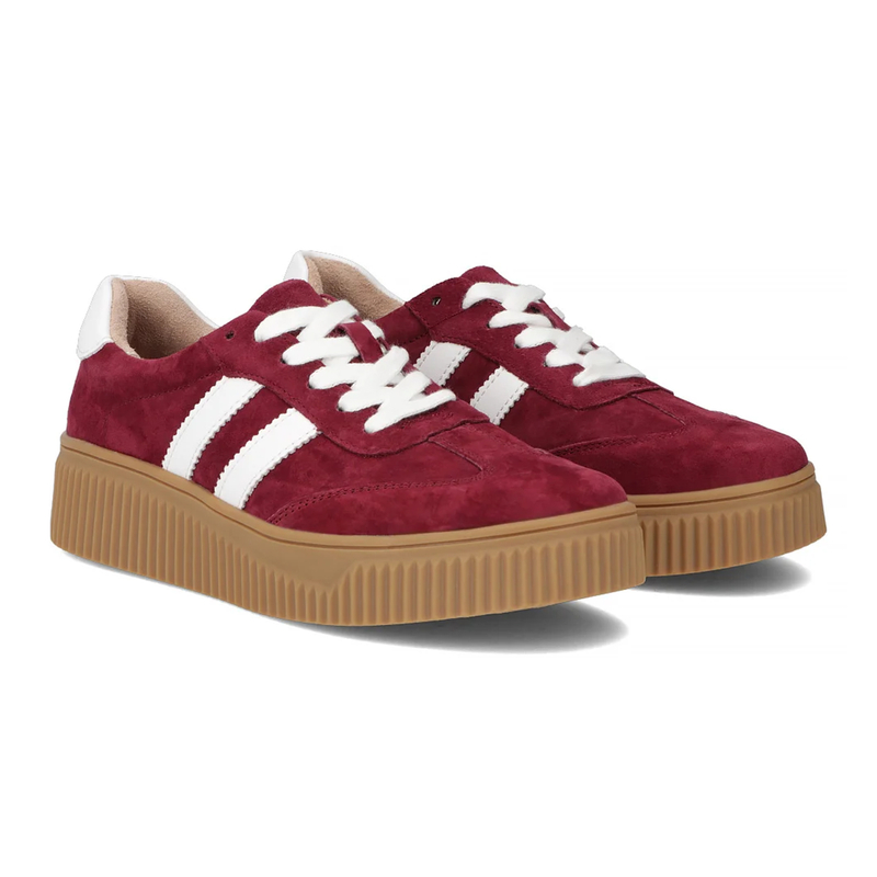 Filippo Sneakersy Damskie Skórzane Na Platformie Bordowe