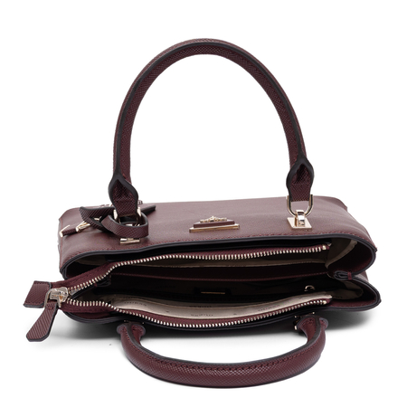 Guess Elegancka Klasyczna Torebka Damska Kuferek Bordowa HWZG9672050-BUR