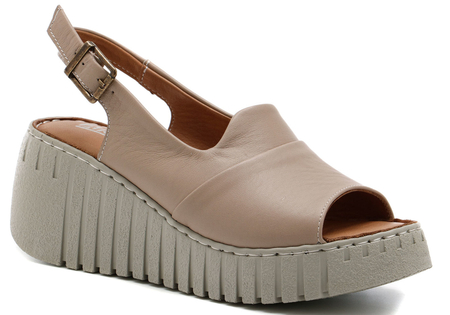 Artiker Leather Wedge Sandals Brown 54C0788-L-BROWN