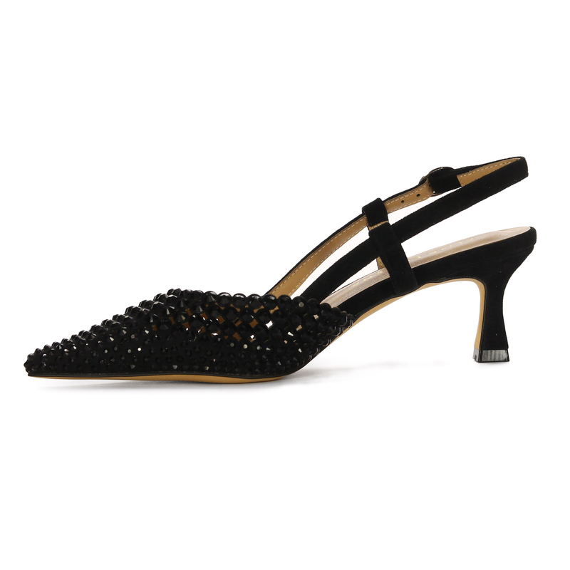 Alma En Pena wieczorowe sandały slingback szpiczaste na szpilce V250662-SUEDE-BLA