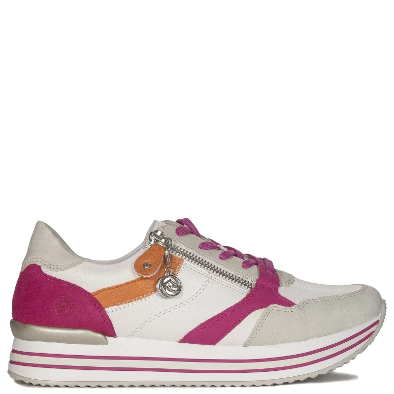 Remonte women's leather White Combi platform sneakers