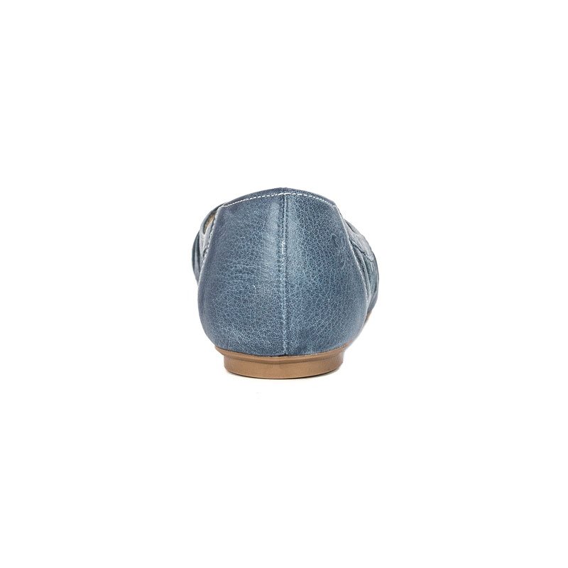 Maciejka Baleriny skórzane Granat Na Jeans